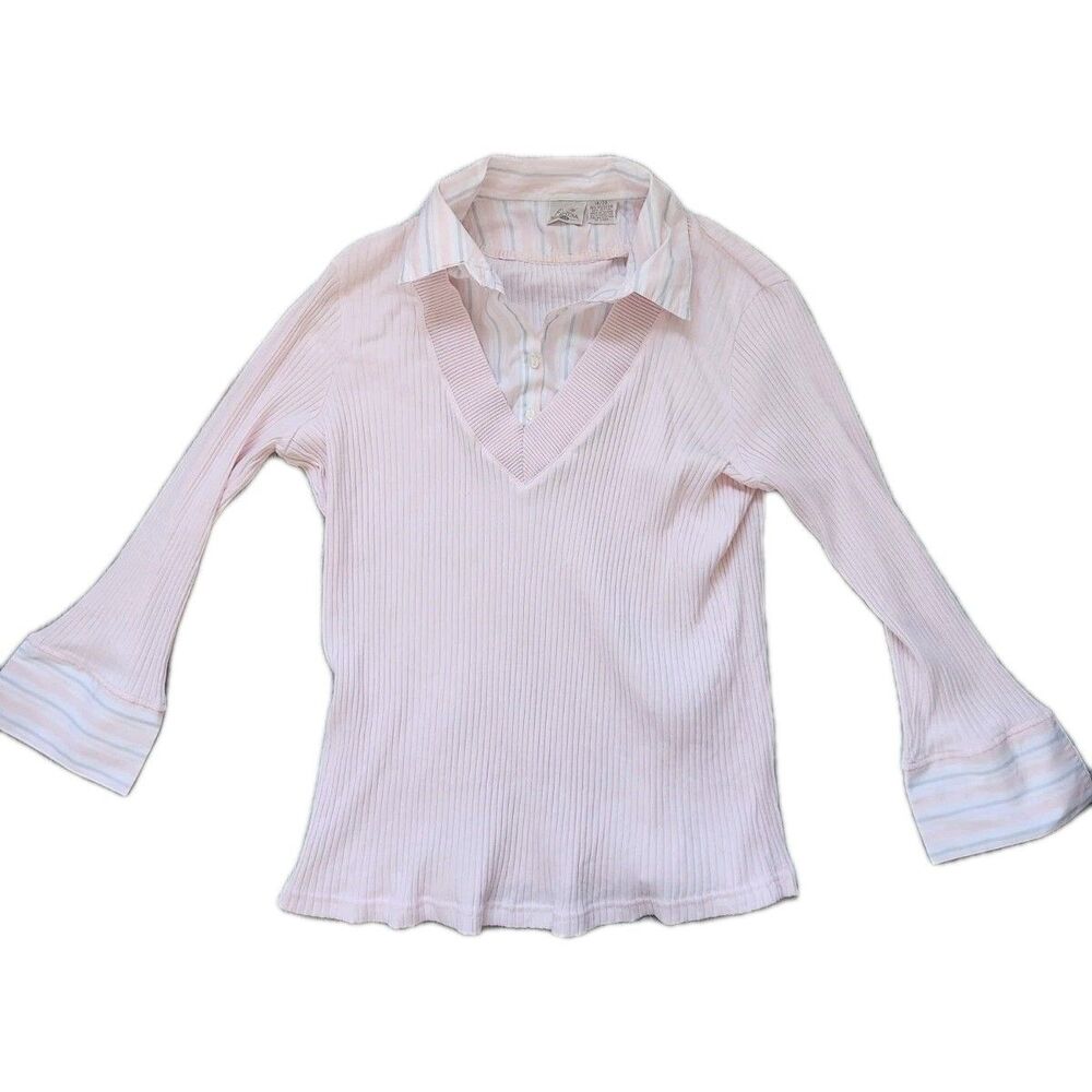 Vintage Y2K Fiorlini International Plus Pink Layered Collared Sweater Top 18/20